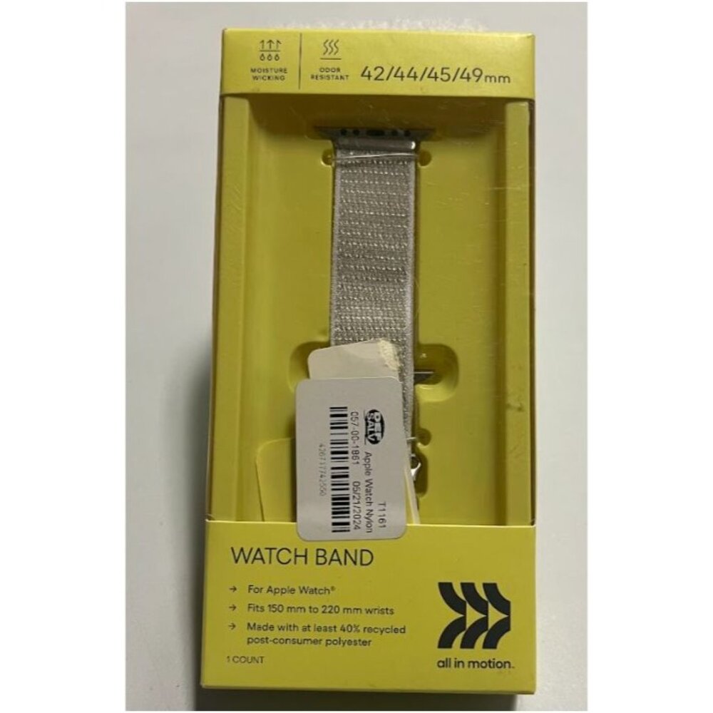 All In Motion Gray Nylon Fabric Watch Band for Apple Watch 42/44/45/49 mm